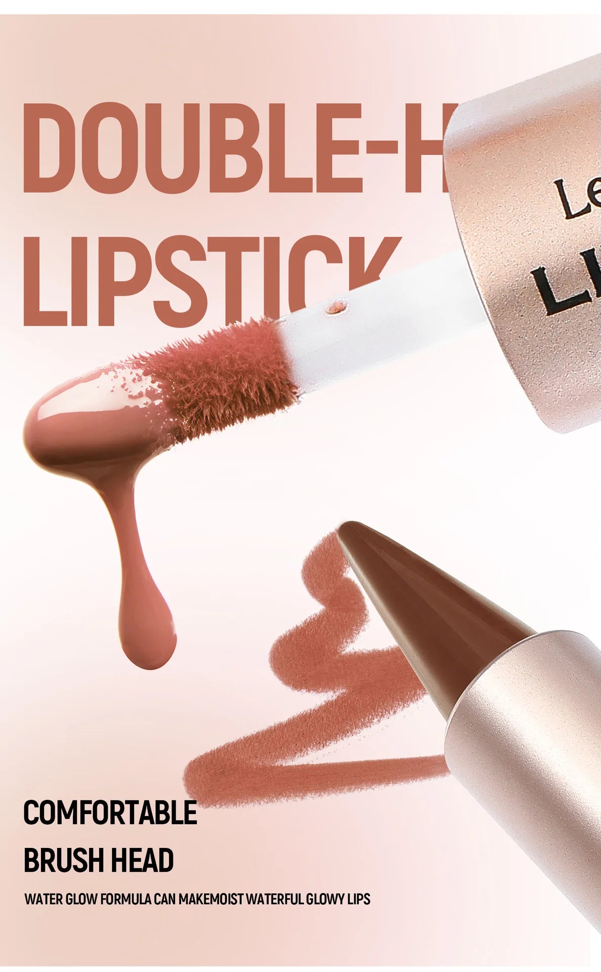 Crayon à lèvres conique brun noir Crayon de contour à double tête Miroir Glaçure à lèvres repulpant Cristal Brillant à lèvres Sexy Rouge Lèvres Teinte Maquillage