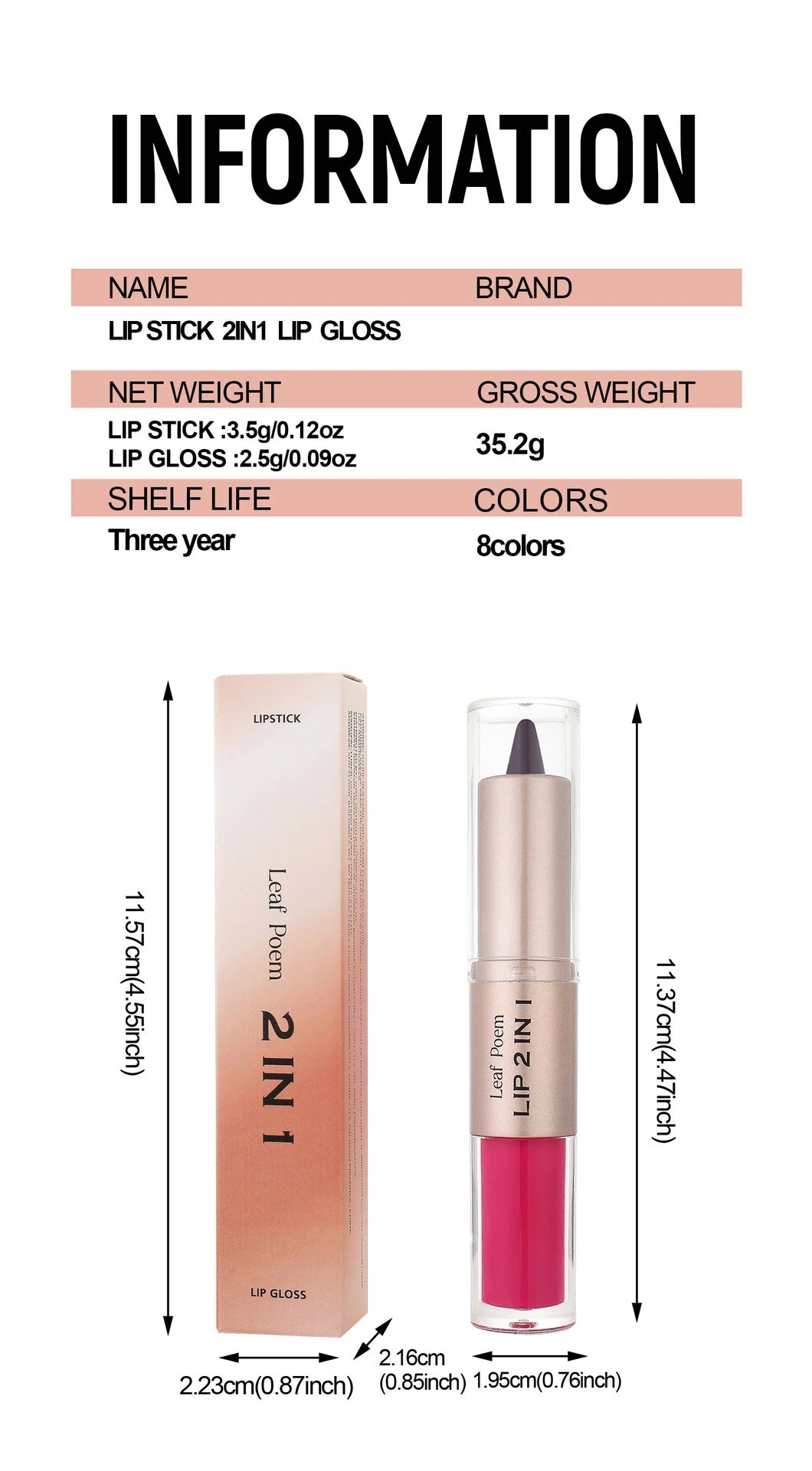 Crayon à lèvres conique brun noir Crayon de contour à double tête Miroir Glaçure à lèvres repulpant Cristal Brillant à lèvres Sexy Rouge Lèvres Teinte Maquillage