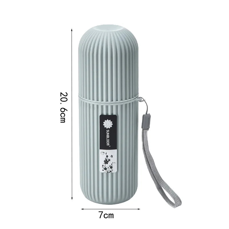 Étui de protection portable pour brosse à dents et dentifrice, idéal pour le voyage et le camping.