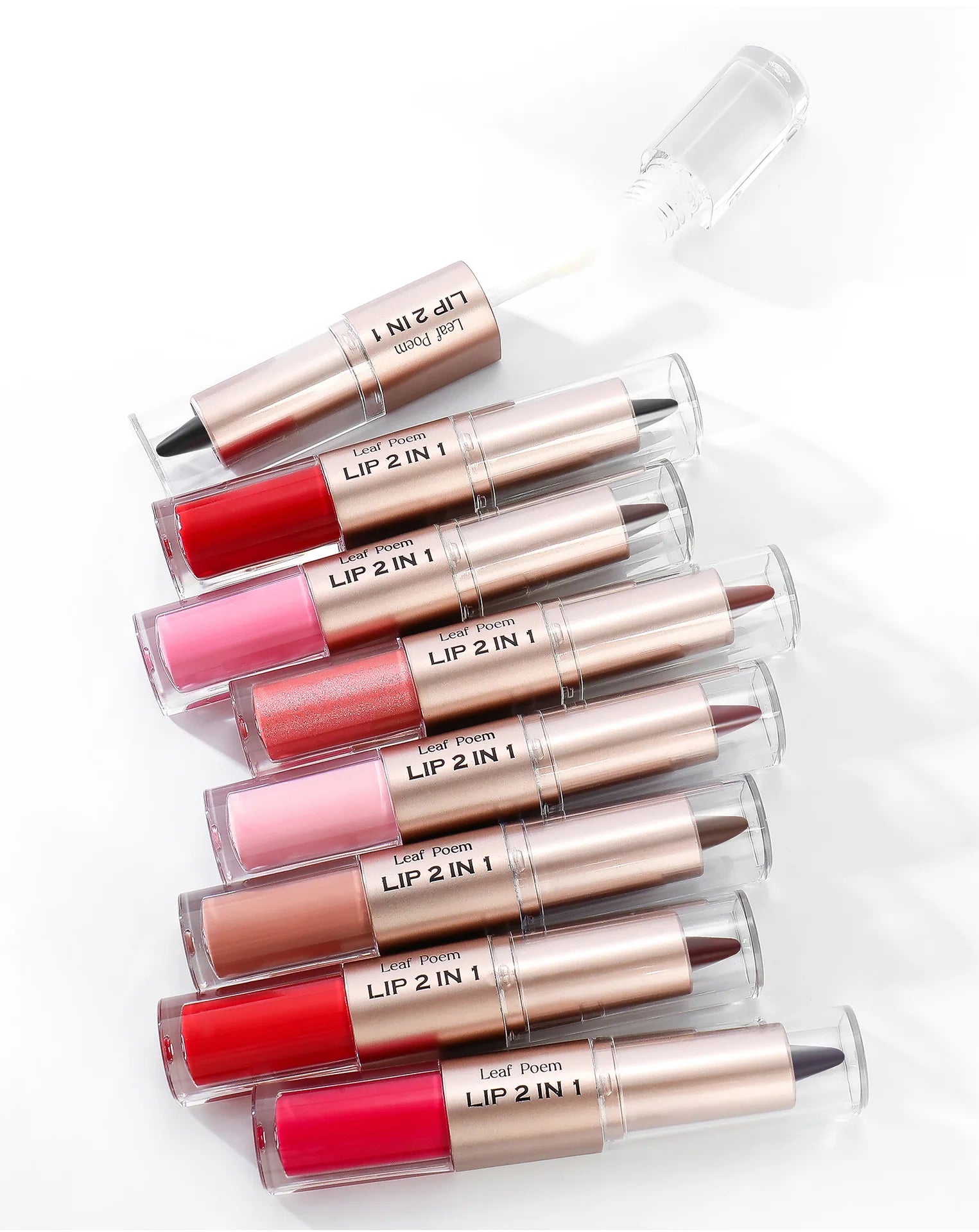 Crayon à lèvres conique brun noir Crayon de contour à double tête Miroir Glaçure à lèvres repulpant Cristal Brillant à lèvres Sexy Rouge Lèvres Teinte Maquillage